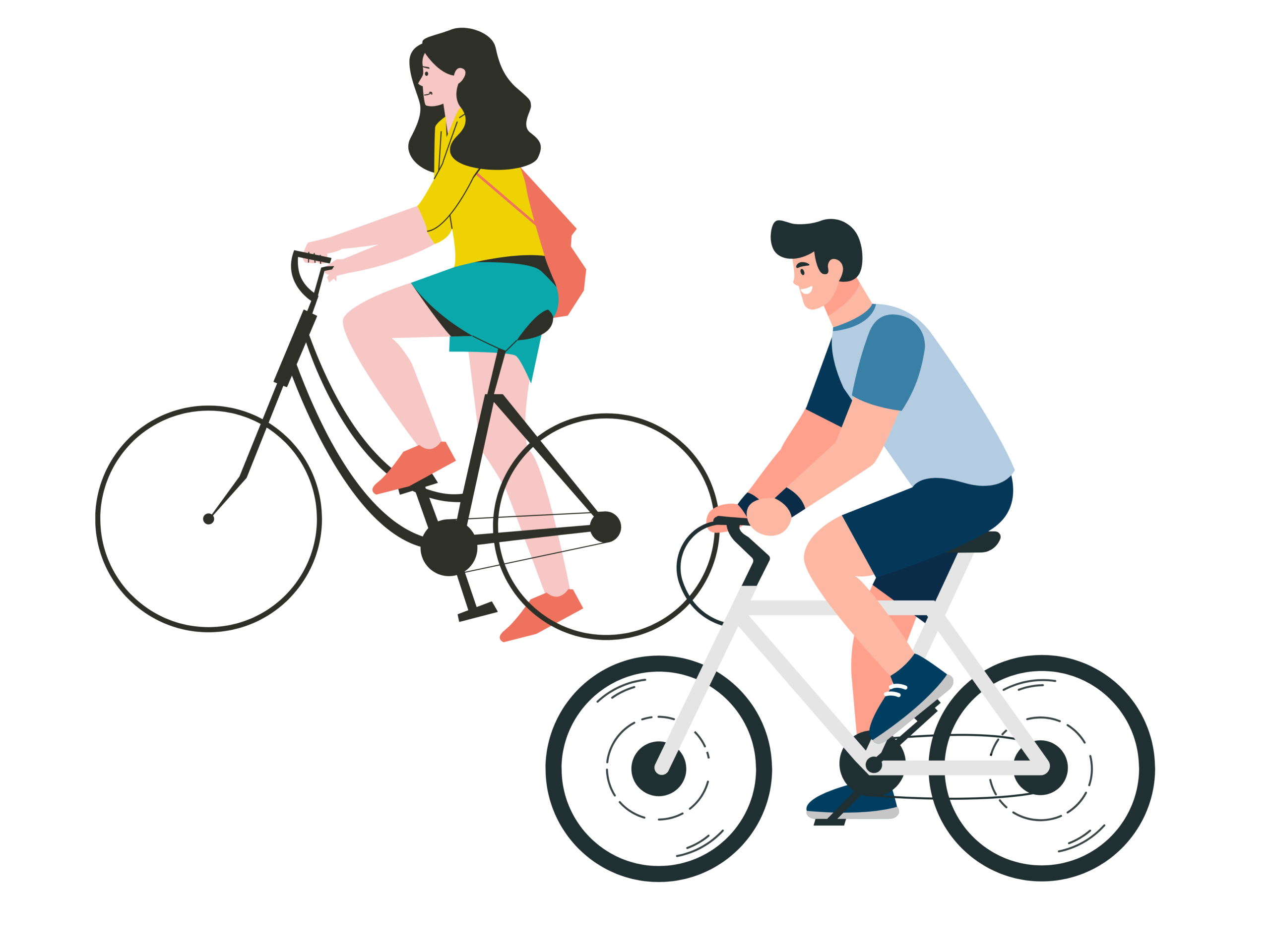 Two adults cycling outdoors as part of active recovery after concussion